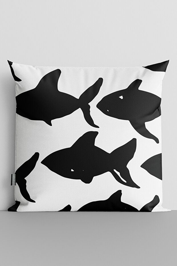 Black Sharks Double Sided Digital Printed Throw Pillow Cover -2240