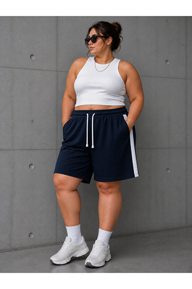 Women's Comfortable Cut Shorts with Striped Details