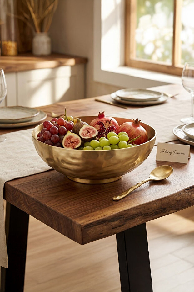 Gold Stainless Steel Presentation Bowl Salad Fruit Serving Bowl 20 cm