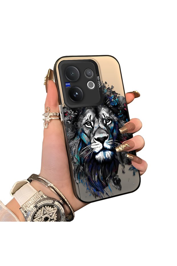 Vivo V60 5g Compatible Silicone Edge Hard Back Case Couple Phone Case Lion Pattern