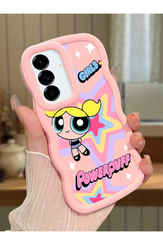 Samsung Galaxy A36 5g Compatible Case Camera Protector Pink Silicone Couple Phone Case Powerpuff Pattern