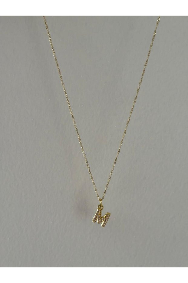 Vip Design Zircon Stone m Letter Xp Gold Color Necklace