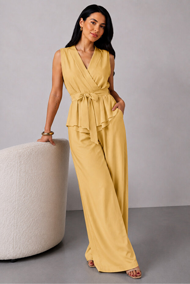 Modal Fabric Belted Vest and Trousers Set