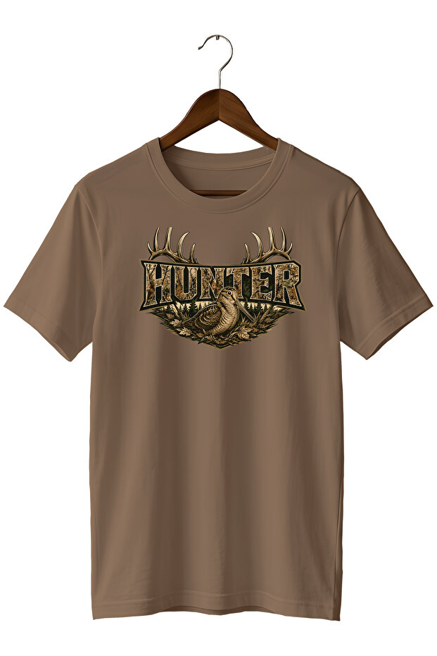 تي شيرت رجالي مطبوع بتصميم خاص من نوع Camouflage Hunter Skull