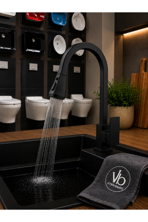 Spiral Square Armature Spiral Faucet Extending System Kitchen Faucet Matte Black Sink Faucet