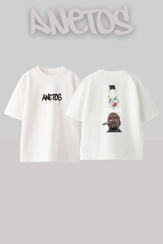 Yeezus_1 Design Printed Oversize White T-Shirt