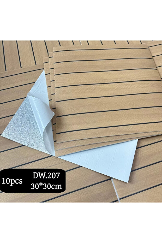 10pcs DW.207 10pcs 3D Retro Grille Board Self-Adhesive Wallpaper Thick Realistic Wood Grain Texture