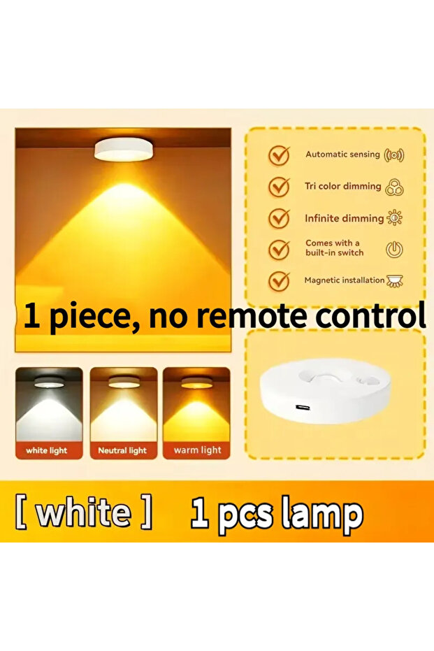 مصباح LED تحت الخزانة قابل للشحن مع جهاز تحكم عن بعد، إضاءة ليلية قابلة للتعتيم، طراز bai-1pcs-A002-1، 5 قطع