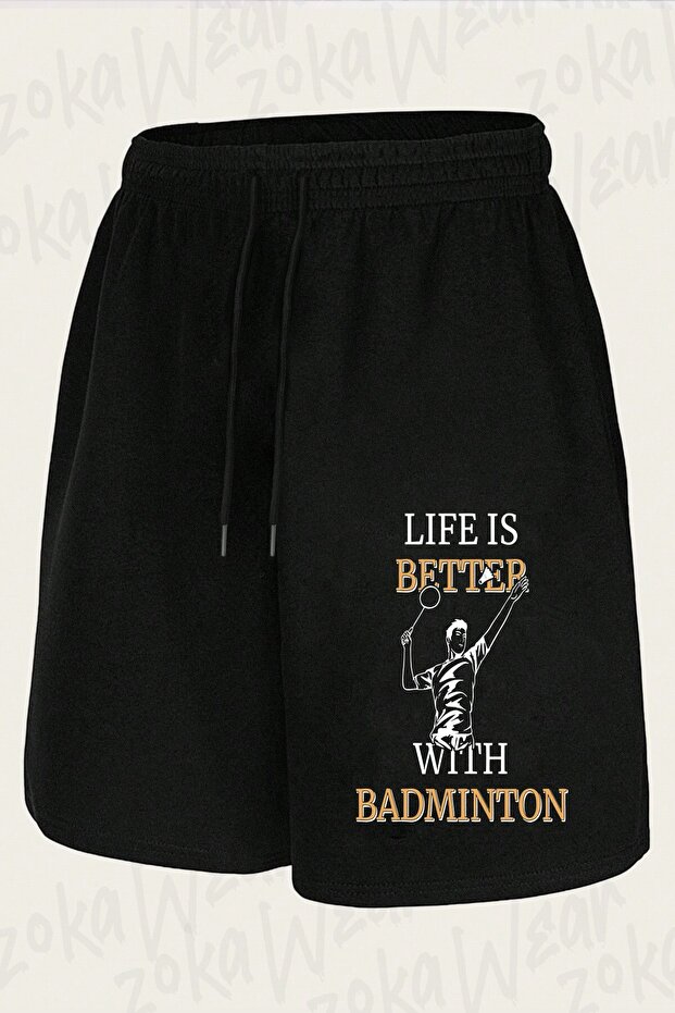 Unisex Badminton Design Printed Shorts