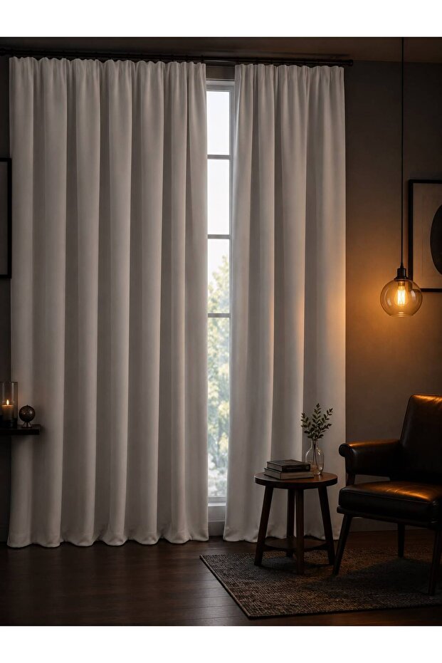 Luxury Blackout Light-Proof Background Curtain Light Gray (Pleatless)