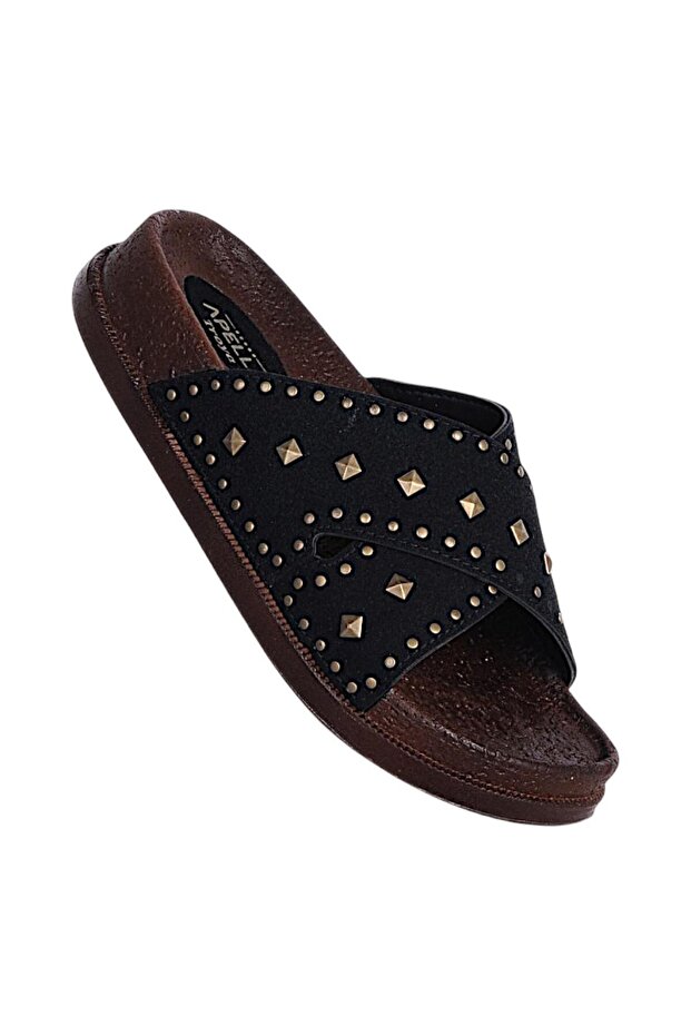 495-8 Troya Black Women's Flat Slippers