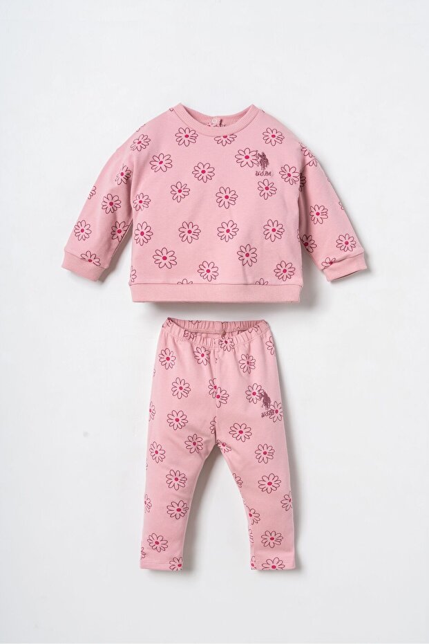 Embroidered Baby Girl Pink Long Sleeve Pajama Set Usb3247-C-V1