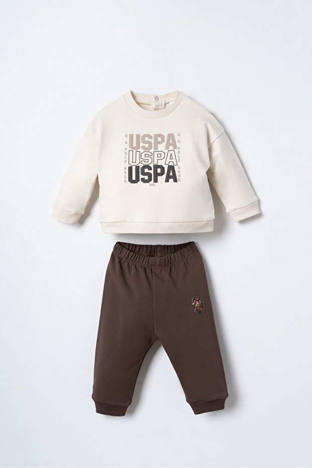 Baby Boy Printed Cream Long Sleeve Pajama Set Usb3180-C-V1