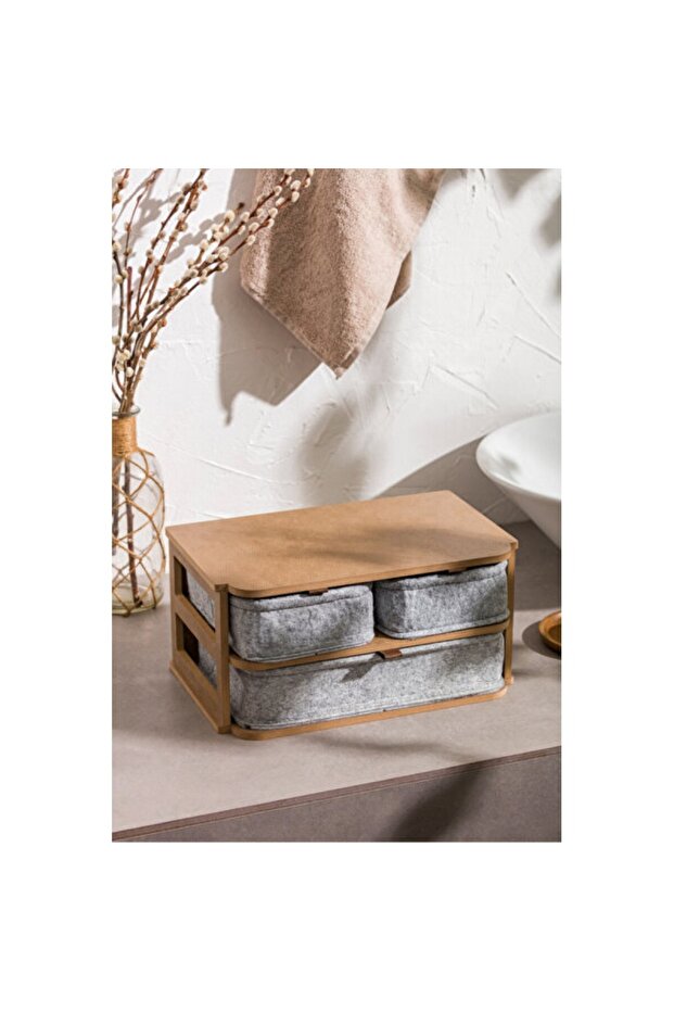 Practical Felt 3-Drawer Desk Organizer and Cosmetic Organizer