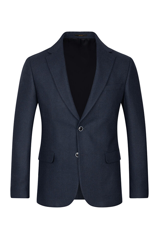 Navy Blue Comfort Fit Mono Collar Classic Jacket
