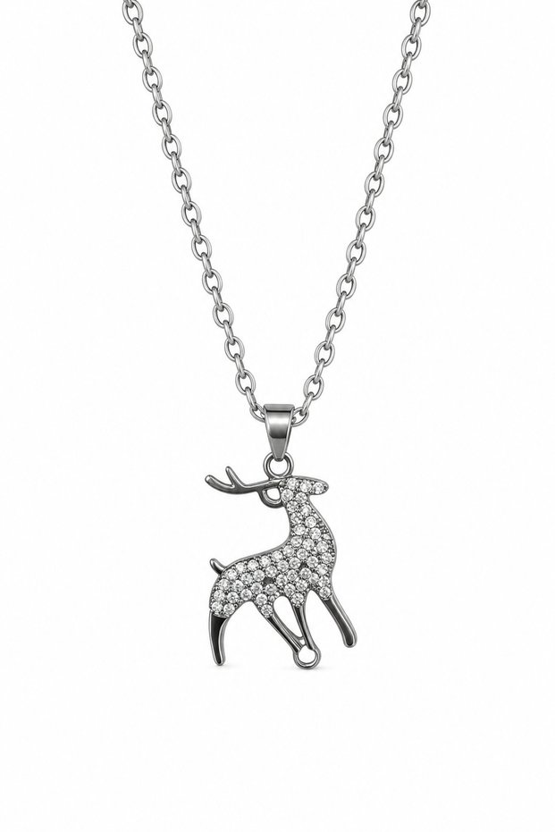 Elegant Deer Figured Necklace with Stones - Stylish and Modern Design Women's Necklace