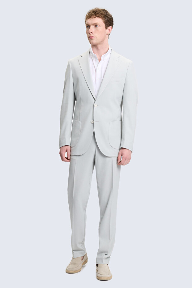 Green Slim Fit Mono Collar Casual Suit