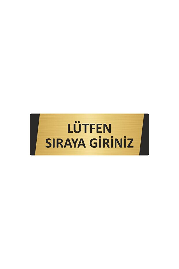 Please Enter the Queue Metal Warning Sign 5X20 cm Gold Color
