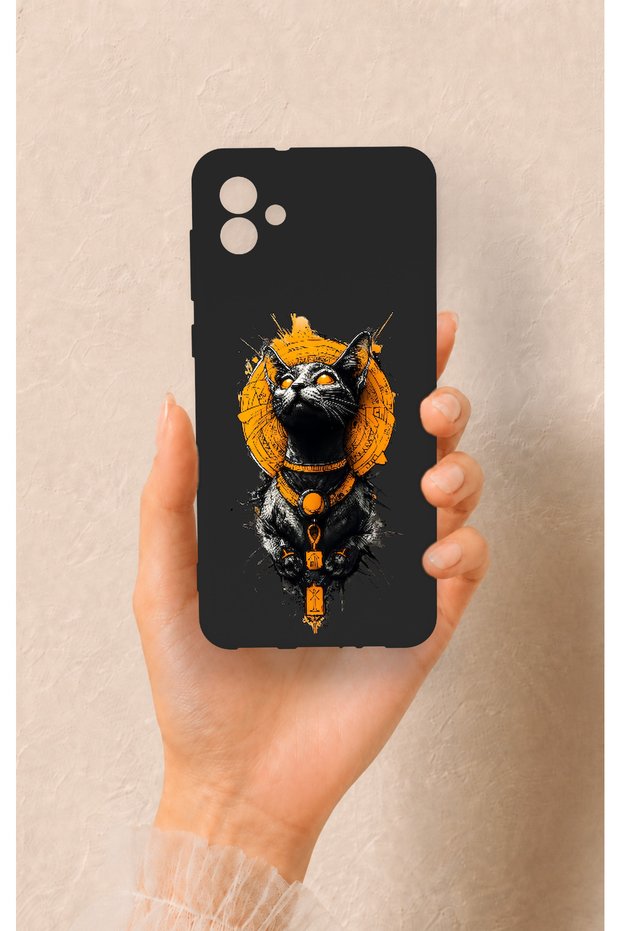 Samsung A04 Compatible Egyptian Cat God Patterned Silicone Case
