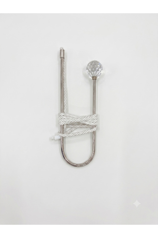 Cornice Mounted Silver Glass Curtain Accessory 1 Piece (Easy Installation Without Drilling)