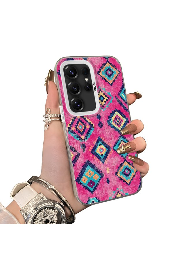 Samsung Galaxy S25 Ultra Compatible Hard Acrylic Back Silicone Edge Lens Protection Case