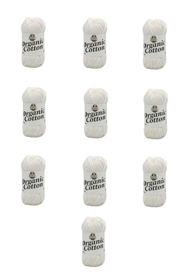 10 Pieces of Organic Cotton (71087) Cream White 100% Organic Cotton Amigurumi and Baby Knitting Yarn