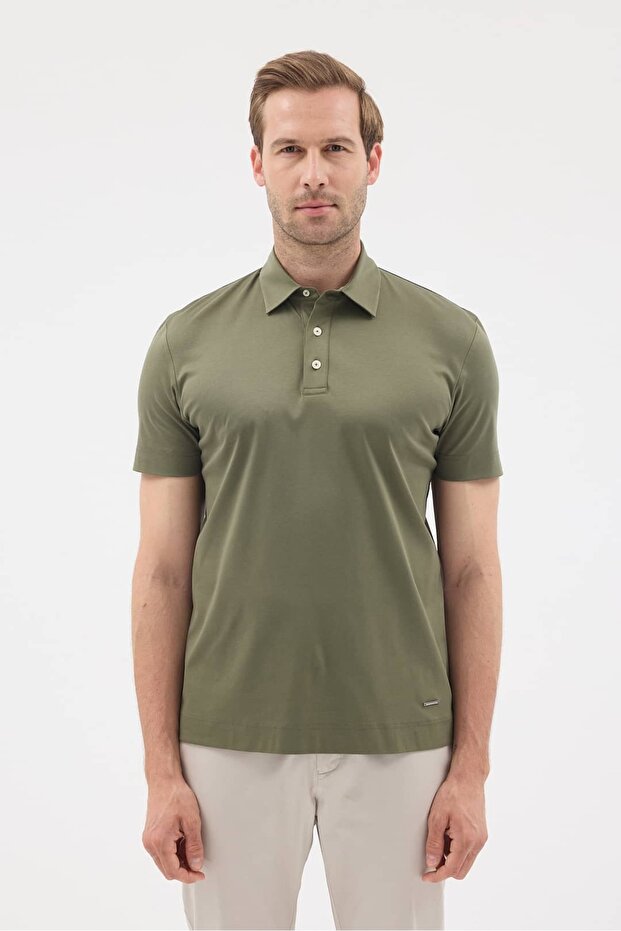 Polo Collar 100% Mercerized Cotton Men's T-Shirt