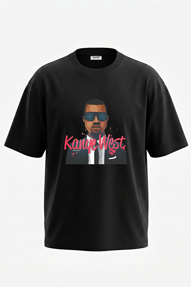 Kanye West_51 Design Printed Unisex Oversize Black Tshirt