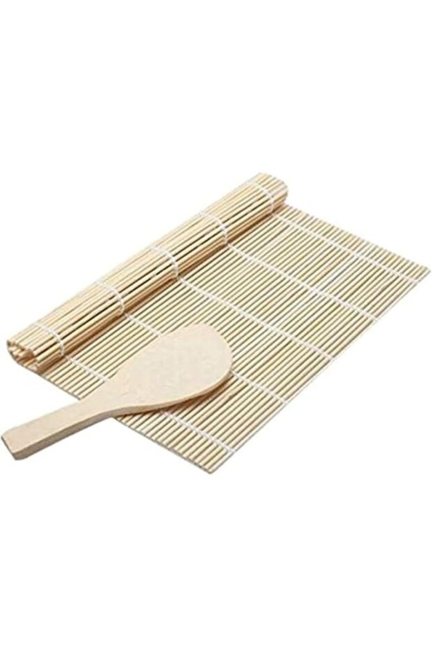 Simple wind sushi bamboo pad roller pad and wooden spoon production of rice tools, Japanese cuisine configuration