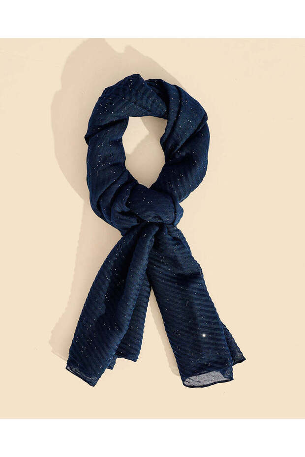 Girls Navy Embellished Scarf
