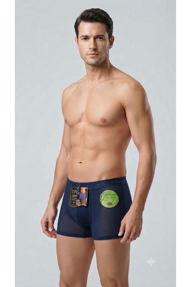 5 Pieces of Mesh Lycra Breathable Special Textured Bamboo Men's Boxer 96% Bamboo 4% Lycra