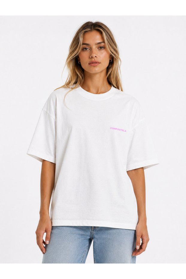 Unisex Women's and Men's T-Shirt with Written Logo, Front Print, Oversize, Thick Fabric, Comfortable Cut, Cotton T-Shirt