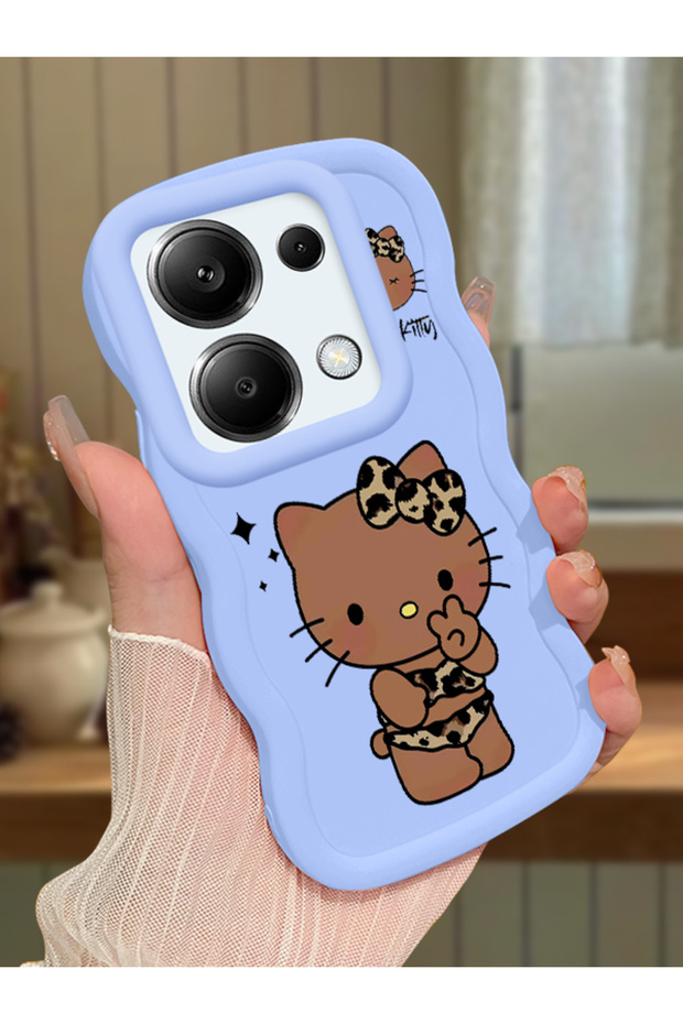 Redmi Note 13 Pro 4g Compatible Case with Camera Protector Blue Silicone Couple Phone Case Kitty Pattern