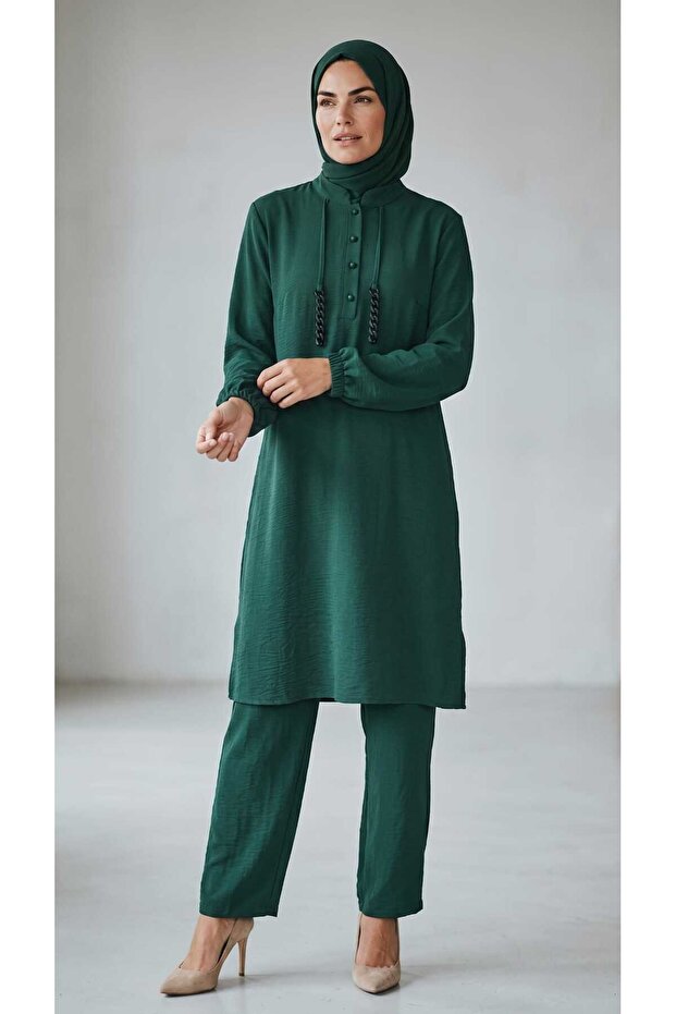 Women's Front Half Buttoned Sleeves Elastic Waist Pants Elastic Waist Aerobic Suit