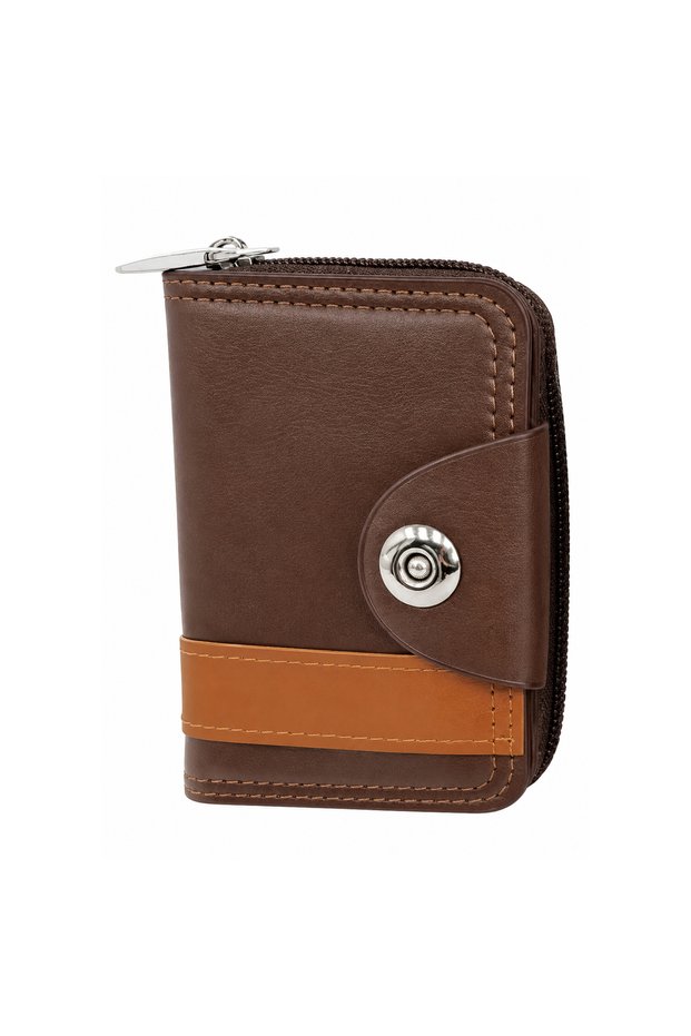 BVEIS Edition Premium PU Leather Card Holder Wallet with Zipper & Snap Button Accordion Organizer, 12+ Card Slots, Cash Compartment, Compact RFID-Style Wallet for Men & Women