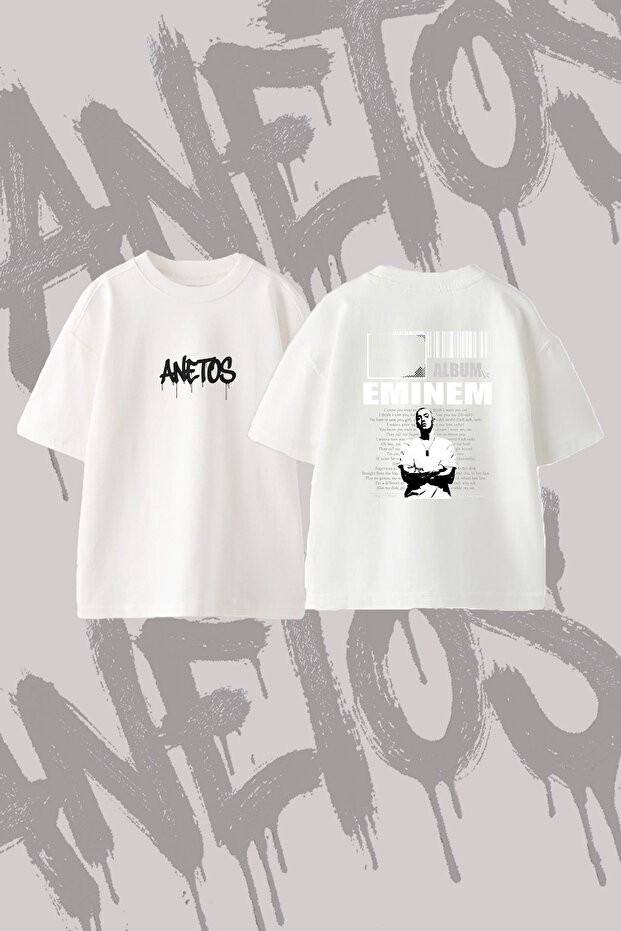 Eminem_4 Design Printed Oversize Crew Neck T-Shirt White