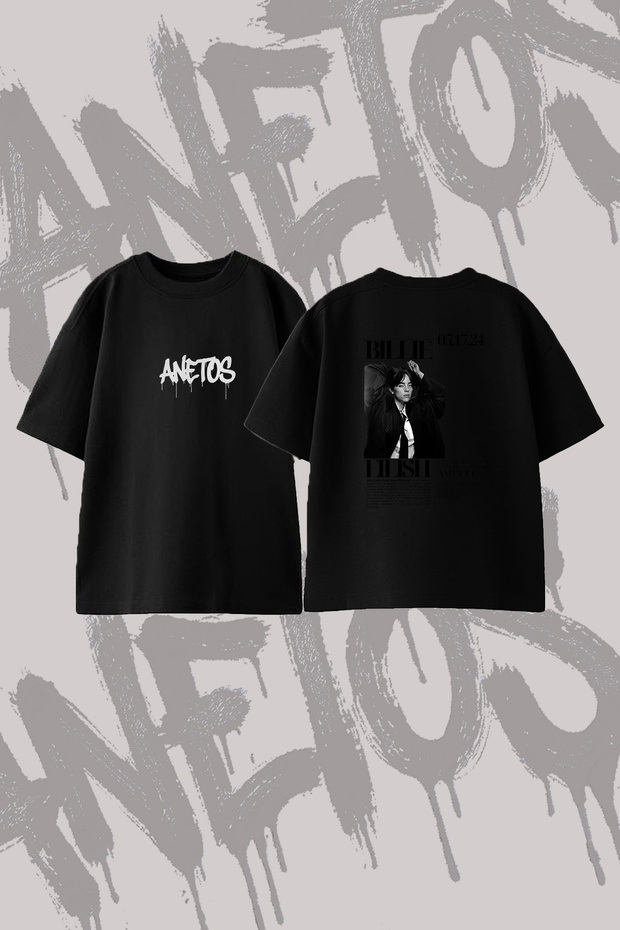 Billie Eilish_21 Design Printed Oversize Crew Neck T-Shirt Black