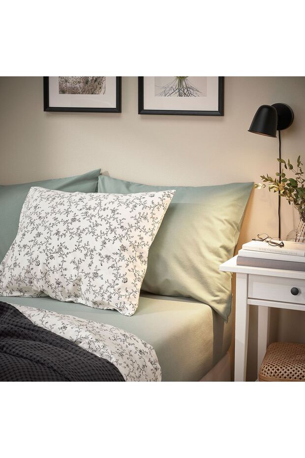Elasticated Fitted Sheet, Grey-Green, 160X200 cm
