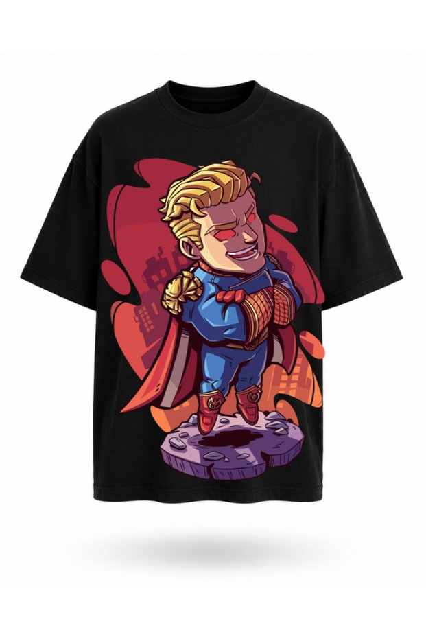Superhero Character Printed Oversize Unisex T-Shirt Comic Book Themed Graphic Streetwear Casual T-Shirt