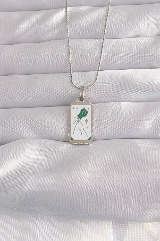 316L Steel Silver Color White Enamel Tarot Necklace