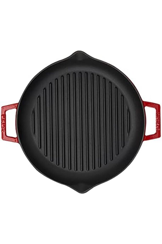 Albemo Cast Iron Grill Pan, Red 888483