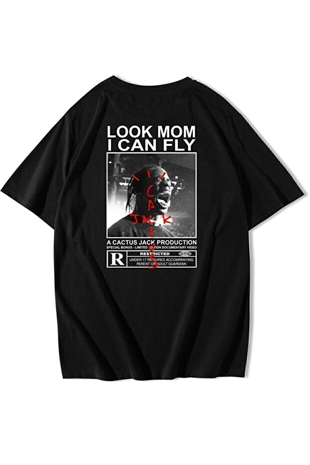 Unisex Oversize Back Printed Look Mom I Can Fly T-shirt