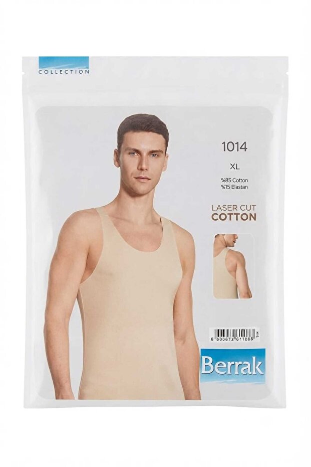 Berrak 1014 Men's Skin Color Laser Cut Cotton Undershirt - 1 Piece