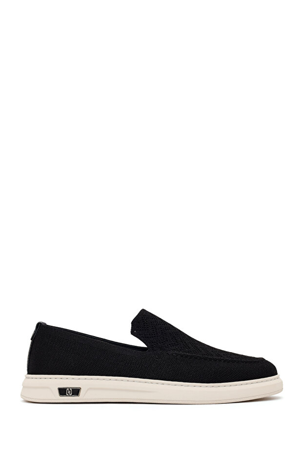 Men's Black Patterned Fabric Loafer 26Sfd63326F