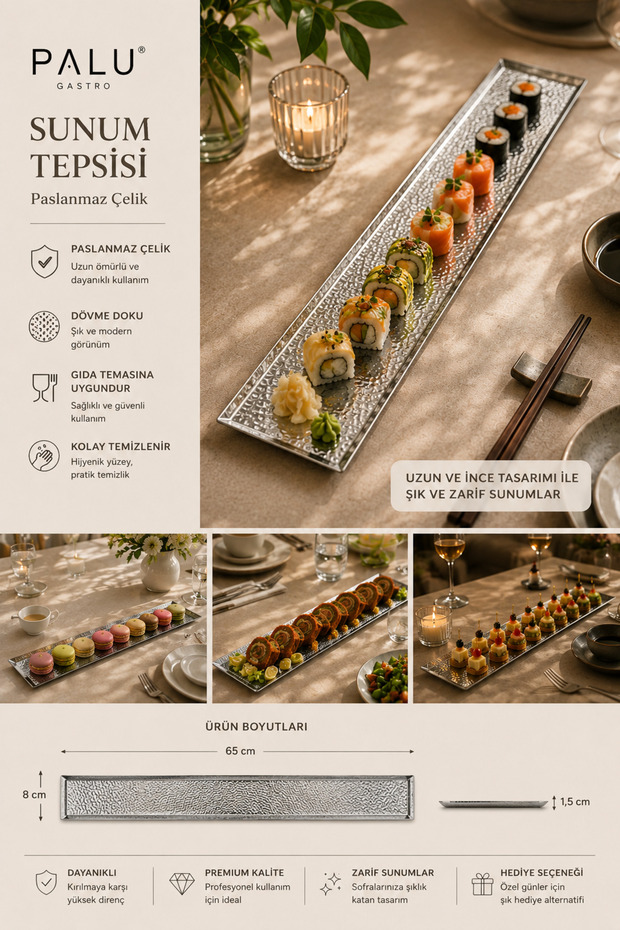 Stainless Steel Presentation Tray – 65 cm Stylish and Modern Design