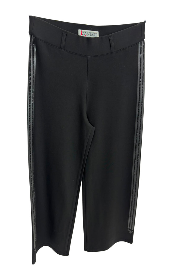 Plus Size Women's Knitted Trousers with Elastic Waist and Stone Detail