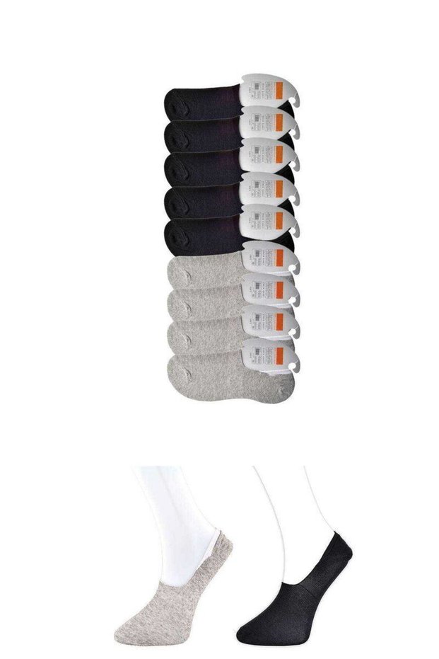 Black and Gray Men's Ballerina Socks 9 Pairs