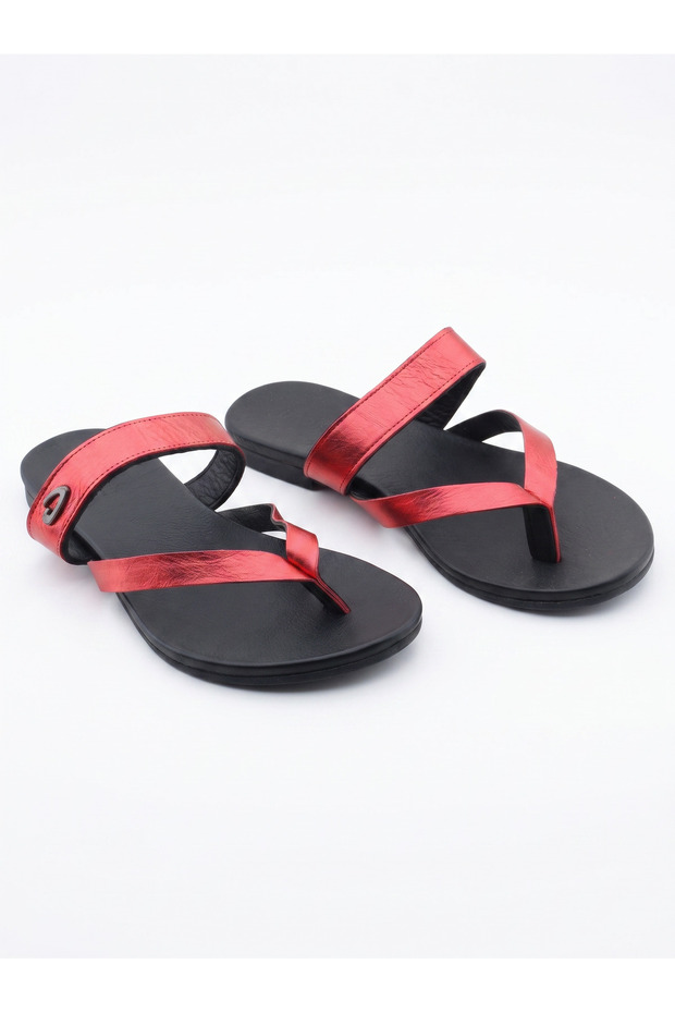 Nadine Inner and Outer Genuine Leather Flip-Flop Women's Slippers
