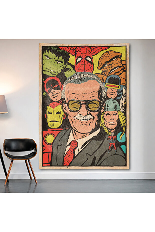 Stan Lee Marvel Wall Covering Wall Tapestry First Quality Satin Fabric Poster