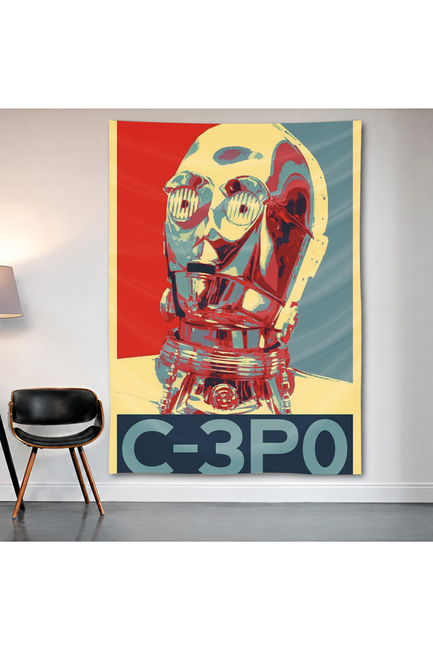 C-3Po Pop Art Wall Covering Wall Tapestry First Quality Satin Fabric Poster